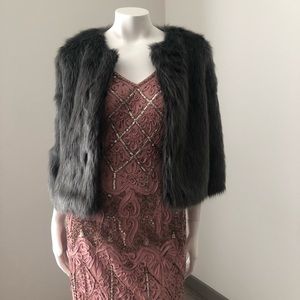 Gray Faux Fur Bolero Jacket